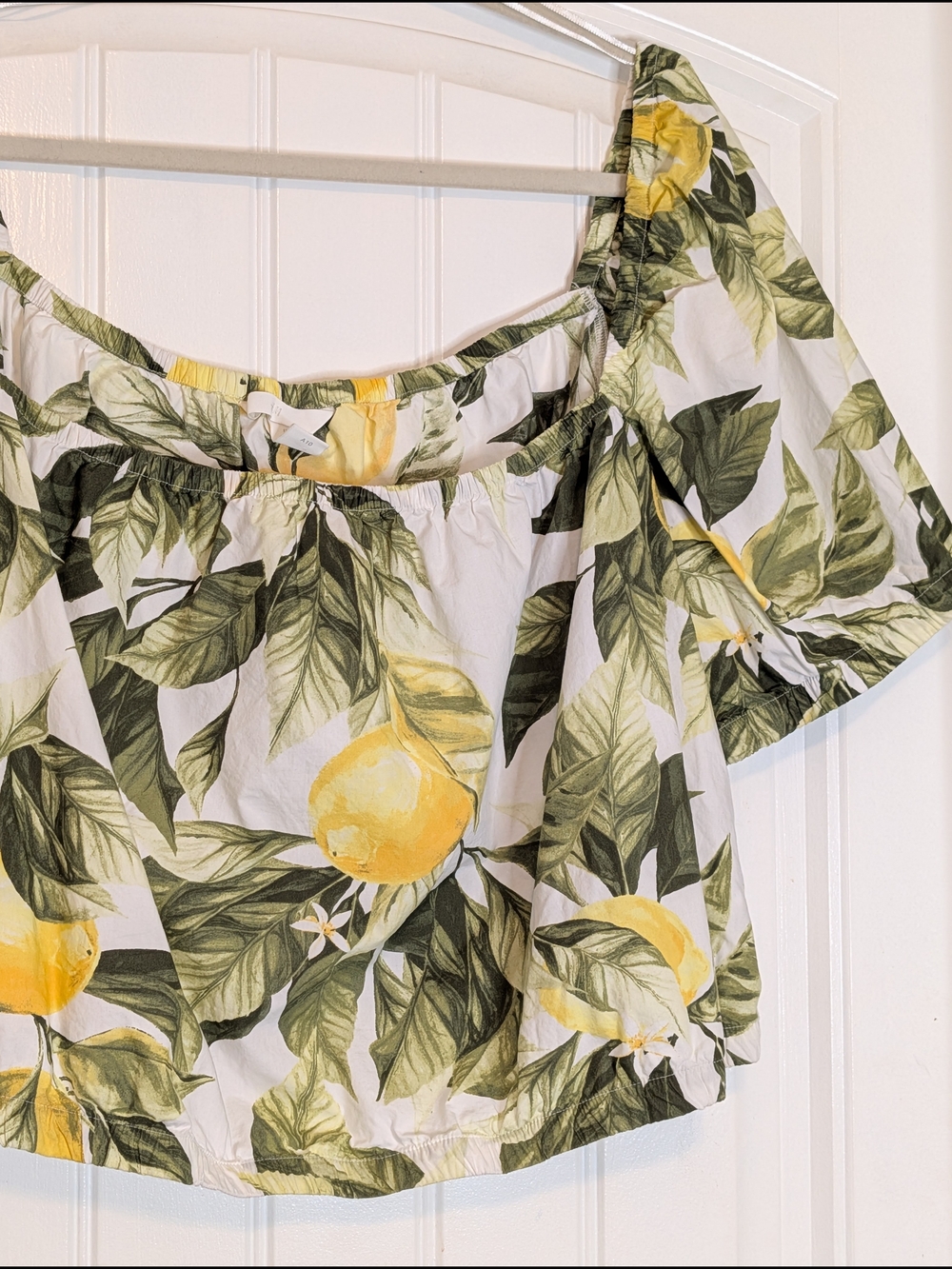 H&M Lemon Patterned Short Sleeve Cotton Crop Top - Picture 3 of 12